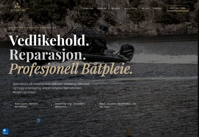 Skjermbilde av nettsiden til Altibåt